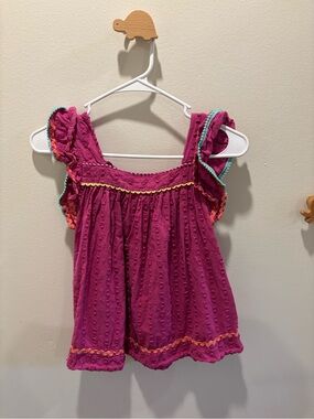 Matilda Jane Raspberry Flutter Sleeve Top with Contrasting Trim
